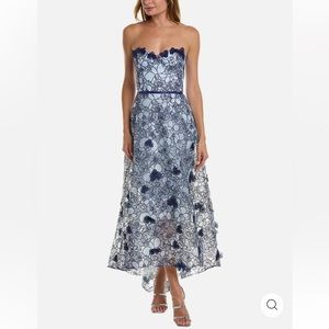 Marchesa Notre Blue Floral Gown 0/2